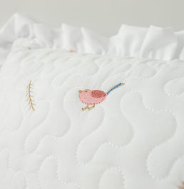 Almofada Bordado Passarinho 40x30cm - Branco