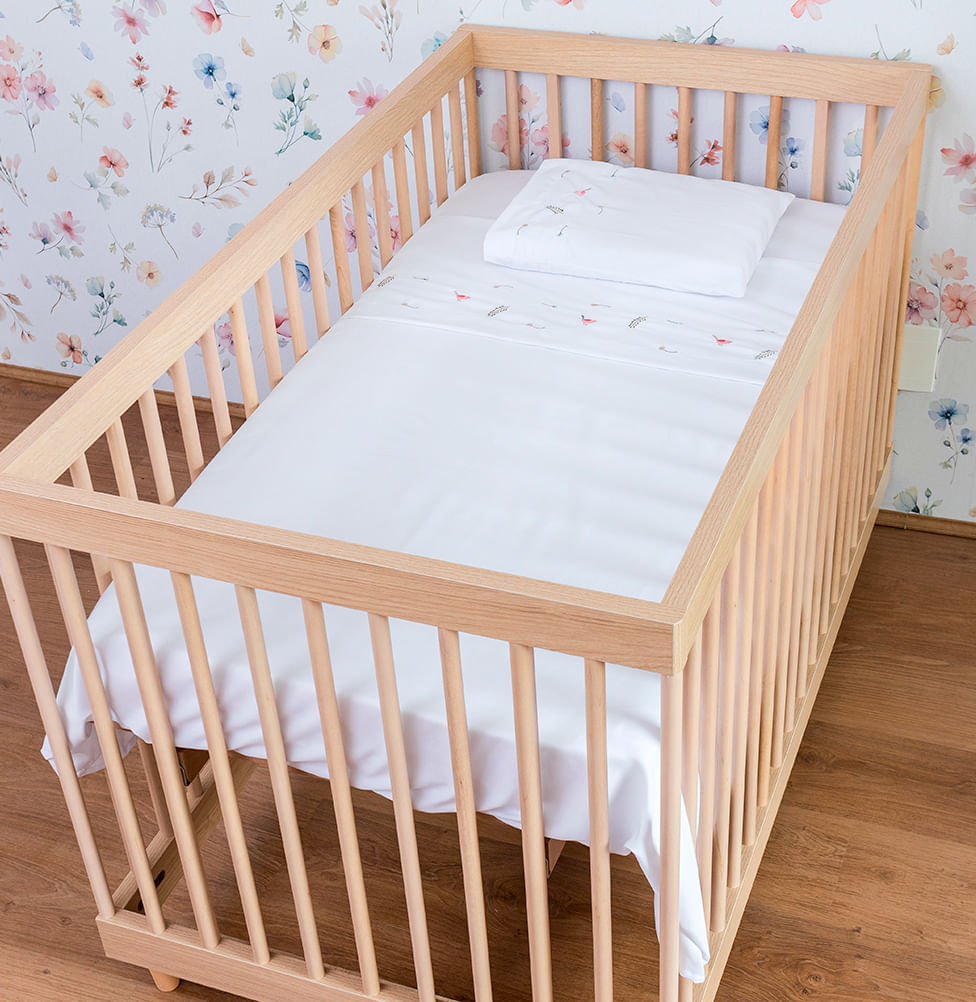 Lençol de Berço Passarinho 3 Peças - Branco