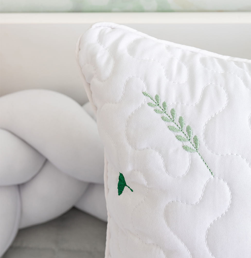 Almofada Bordado Ramos 40x30cm - Branco