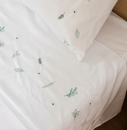 Lençol de Solteiro Ramos 3 Peças - Branco