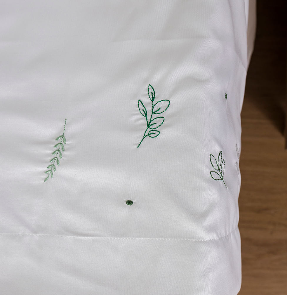 Lençol de Solteiro Ramos 3 Peças - Branco