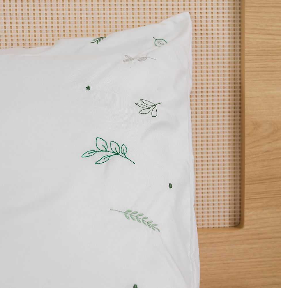 Lençol de Solteiro Ramos 3 Peças - Branco