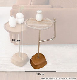 Mesa Lateral Rock Travertino Com Alça - 62cm