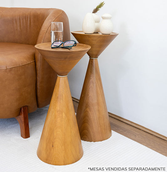 Mesa Lateral Tampo Madeira Damasco - 60cm