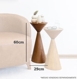 Mesa Lateral Tampo Madeira Damasco - 60cm