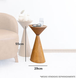 Mesa Lateral Tampo Madeira Damasco - 55cm