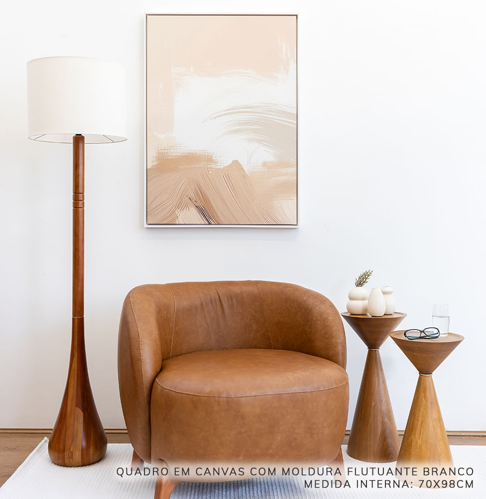 Quadro Pincelada Bege Esquerda – Vertical