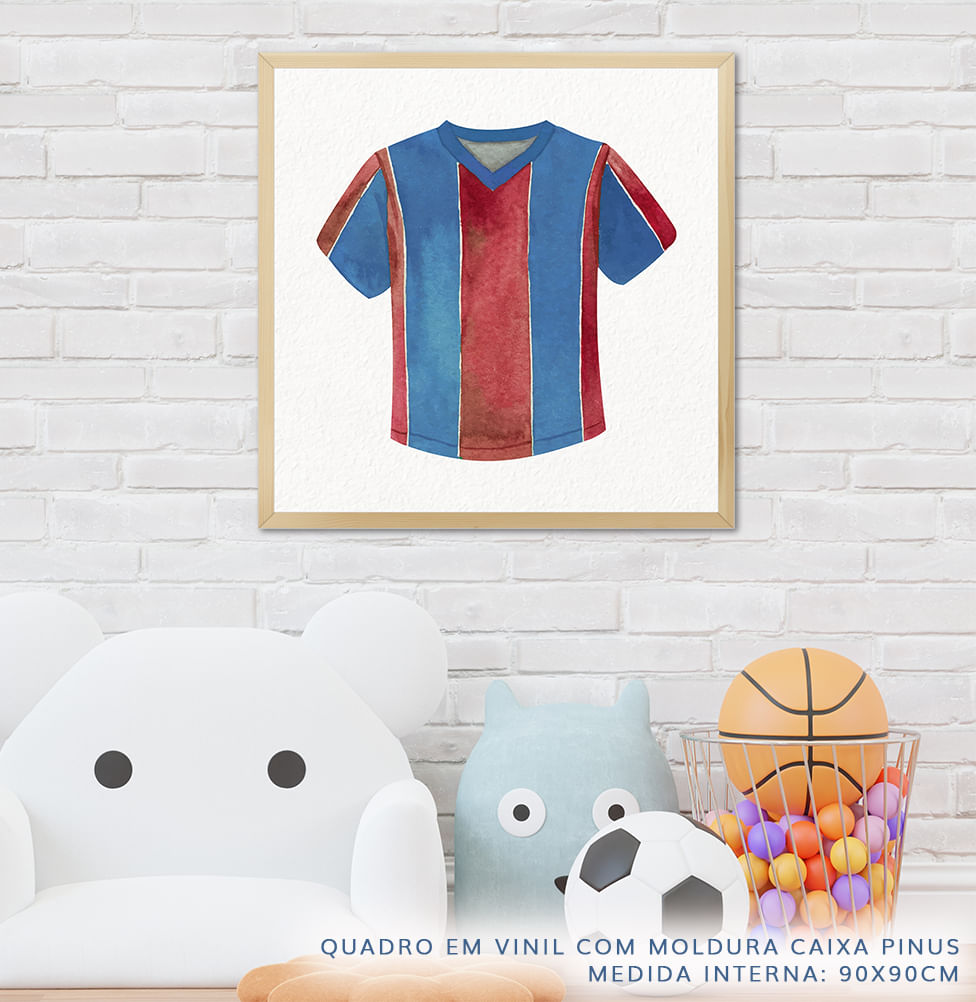 Quadro Infantil Camisa de Futebol Azul - Quadrado