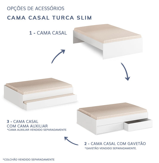 Cama Casal Turca Slim - Branco