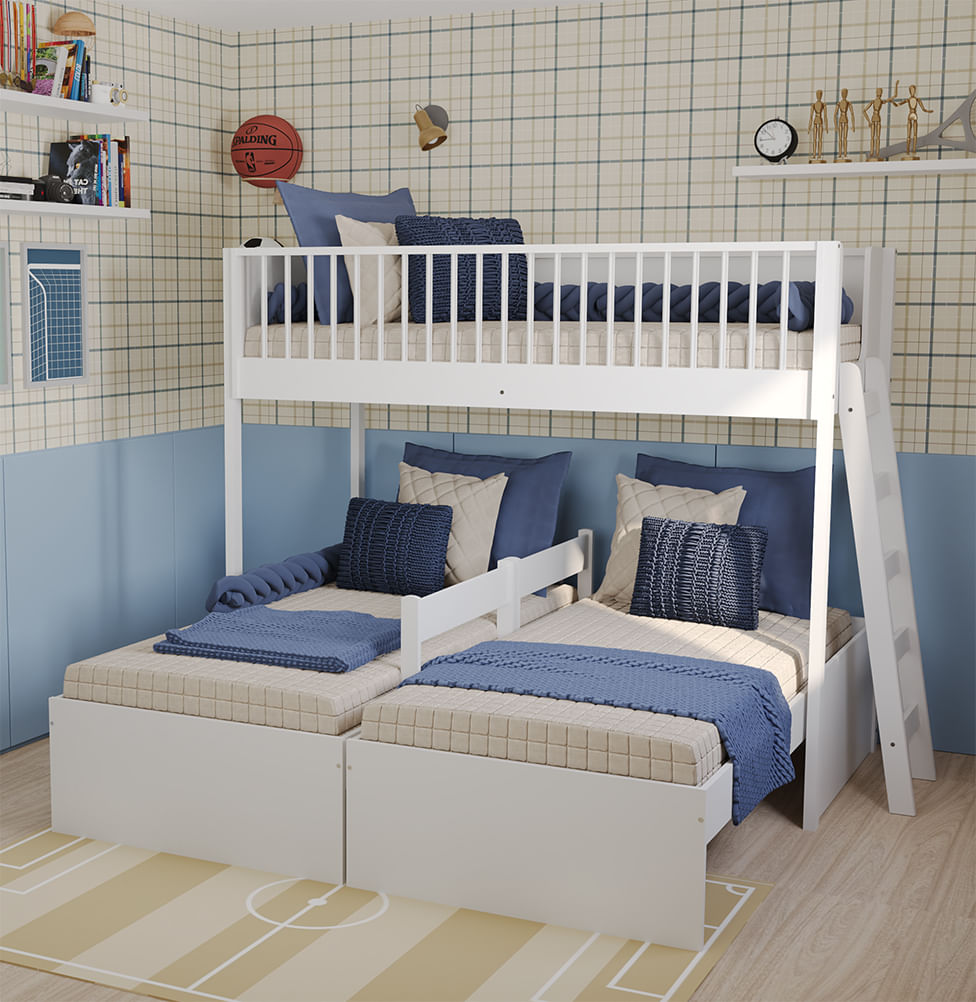 Cama Infantil Mezanino Slim - Branco