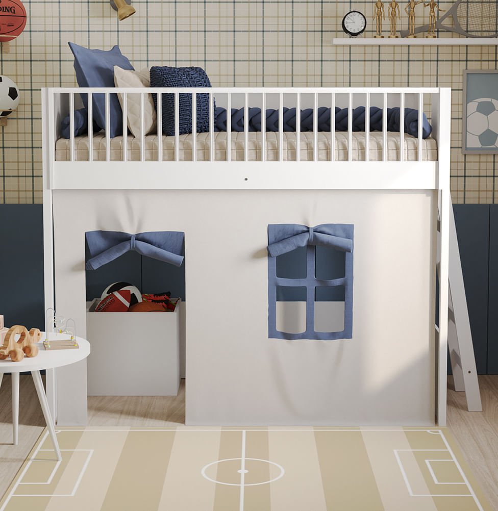 Cama Infantil Mezanino Slim - Branco