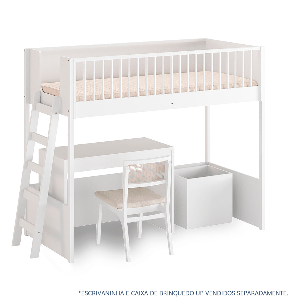 Cama Infantil Mezanino Slim - Branco