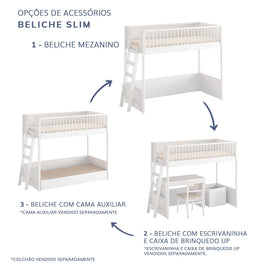 Cama Infantil Mezanino Slim - Branco