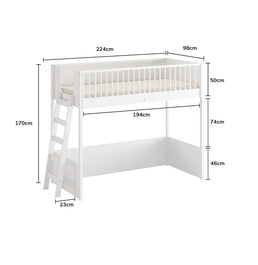 Cama Infantil Mezanino Slim - Branco