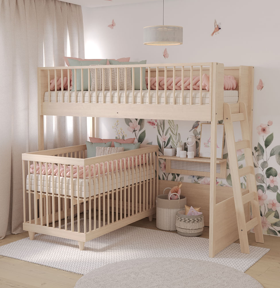 Cama Infantil Mezanino Slim - Carvalho