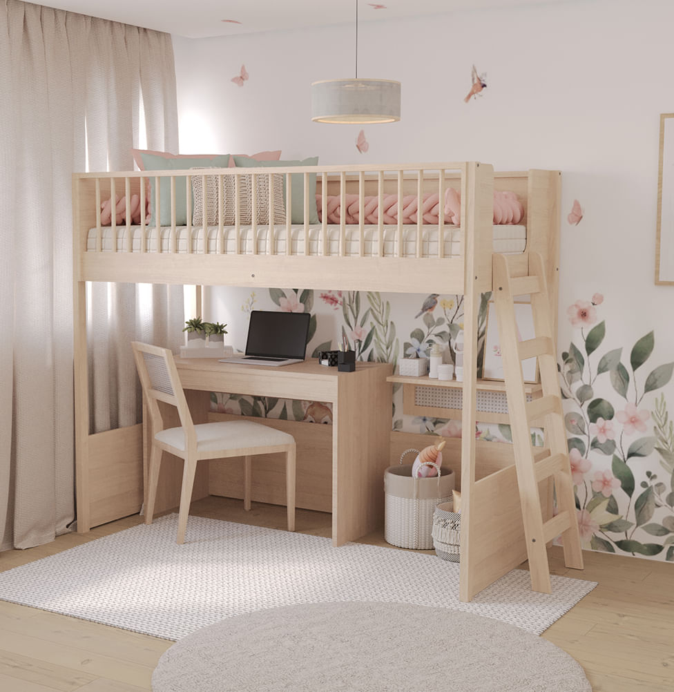 Cama Infantil Mezanino Slim - Carvalho