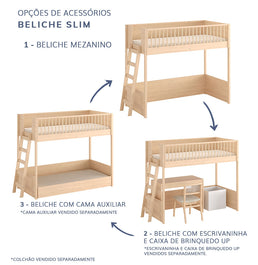 Cama Infantil Mezanino Slim - Carvalho