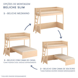 Cama Infantil Mezanino Slim - Carvalho