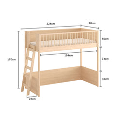 Cama Infantil Mezanino Slim - Carvalho