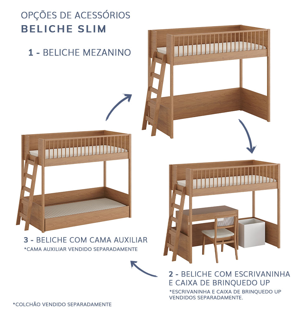 Cama Infantil Mezanino Slim - Freijó