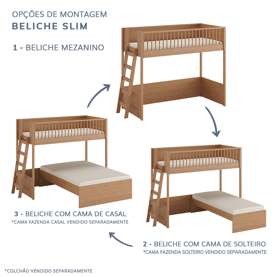 Cama Infantil Mezanino Slim - Freijó