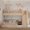 Beliche Infantil Montessoriana Com Cama de Casal E Escorregador Fazenda - Carvalho