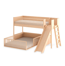 Beliche Infantil Montessoriana Com Cama de Casal E Escorregador Fazenda - Carvalho