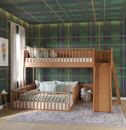 Beliche Infantil Montessoriana Com Cama de Casal E Escorregador Fazenda - Freijó