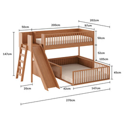 Beliche Infantil Montessoriana Com Cama de Casal E Escorregador Fazenda - Freijó