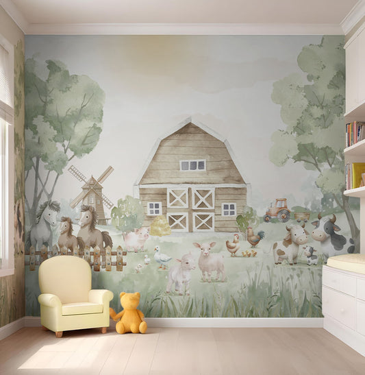 Papel de Parede Infantil Fazenda - Mural 