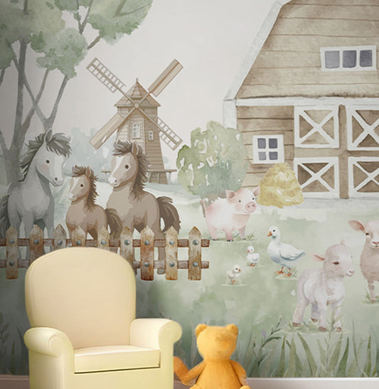 Papel de Parede Infantil Fazenda - Mural 