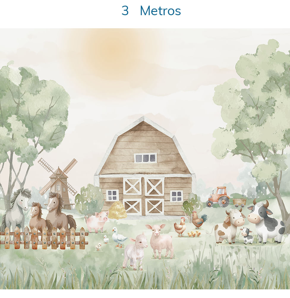 Papel de Parede Infantil Fazenda - Mural 