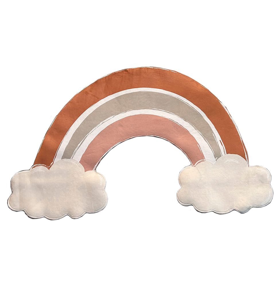 Tapete Infantil Arco Íris Com Nuvem Tons Terrosos Playmat