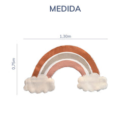 Tapete Infantil Arco Íris Com Nuvem Tons Terrosos Playmat