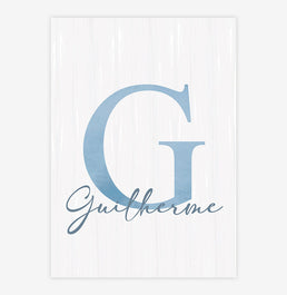 Quadro Infantil Inicial com Nome Azul - Vertical