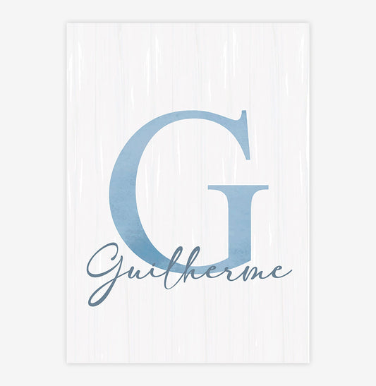 Quadro Infantil Inicial com Nome Azul - Vertical