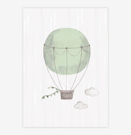 Quadro Infantil Balão Aquarela Verde - Vertical