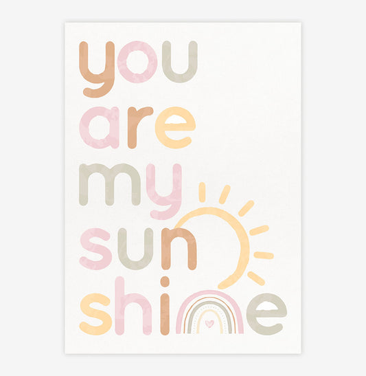 Quadro Infantil You Are My Sunshine Aquarela Candy  - Vertical