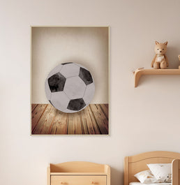 Quadro Infantil Futebol Bege - Vertical