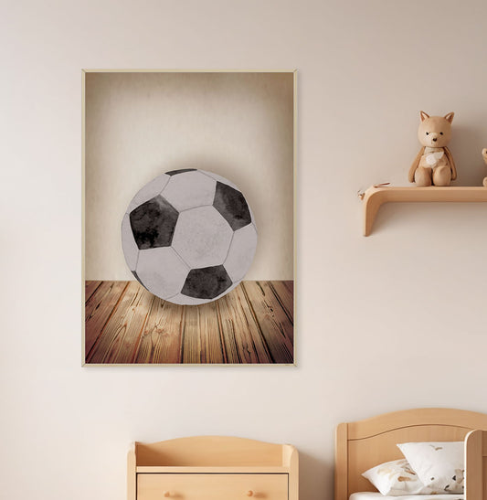 Quadro Infantil Futebol Bege - Vertical