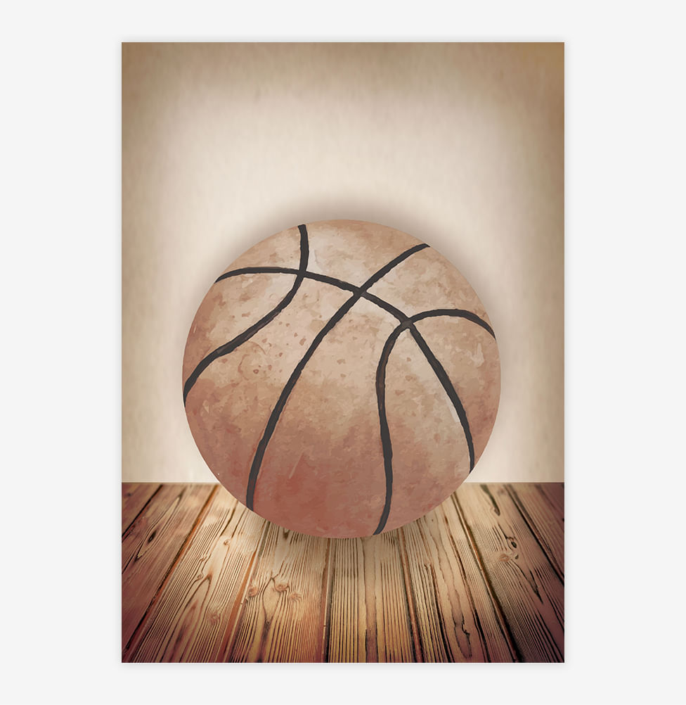 Quadro Infantil Basquete Bege - Vertical