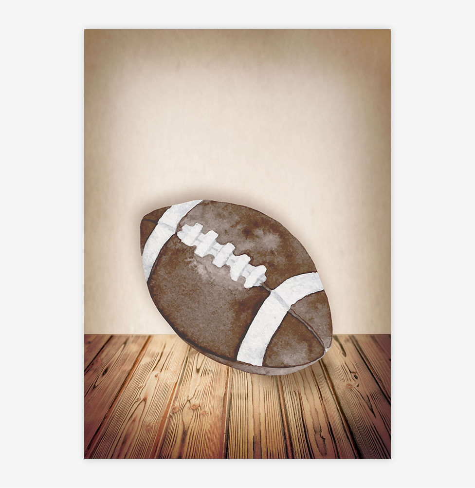 Quadro Infantil Futebol Americano Bege - Vertical