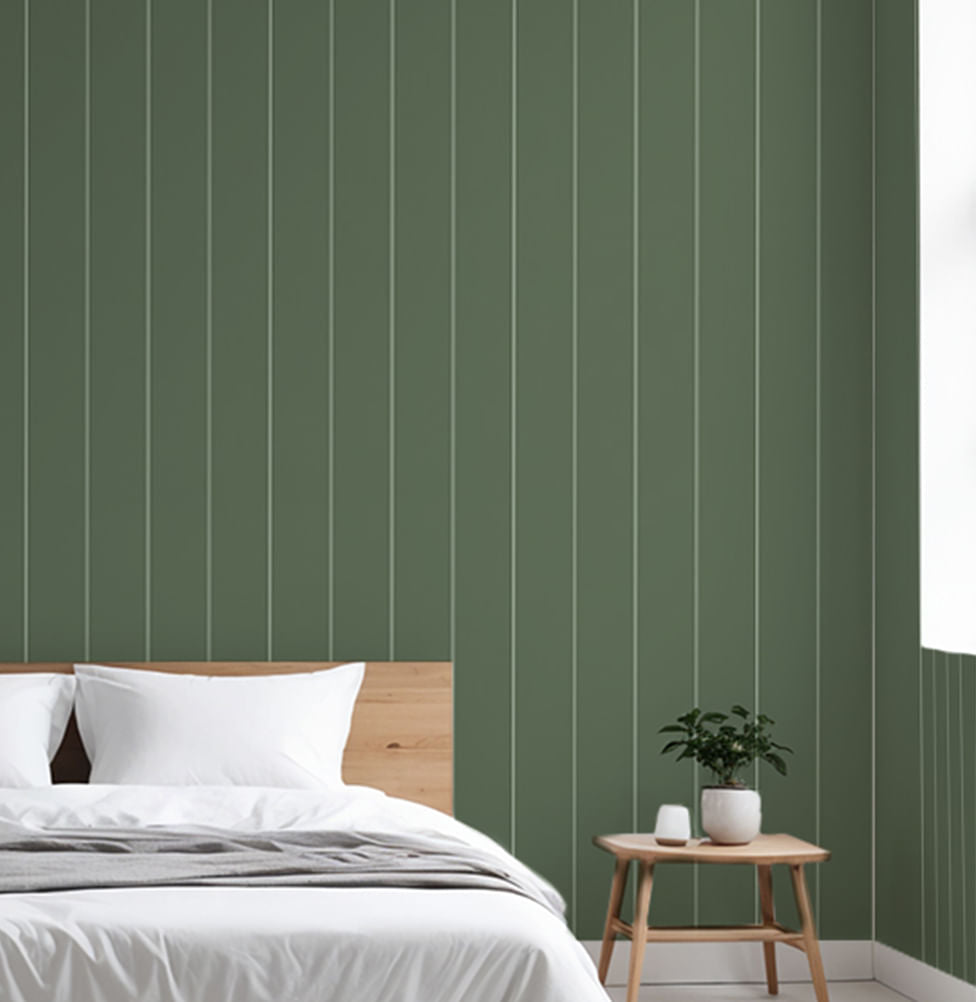 Papel de Parede Listra Lambri Verde