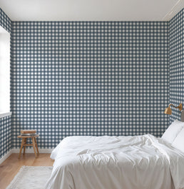 Papel de Parede Xadrez Marinho