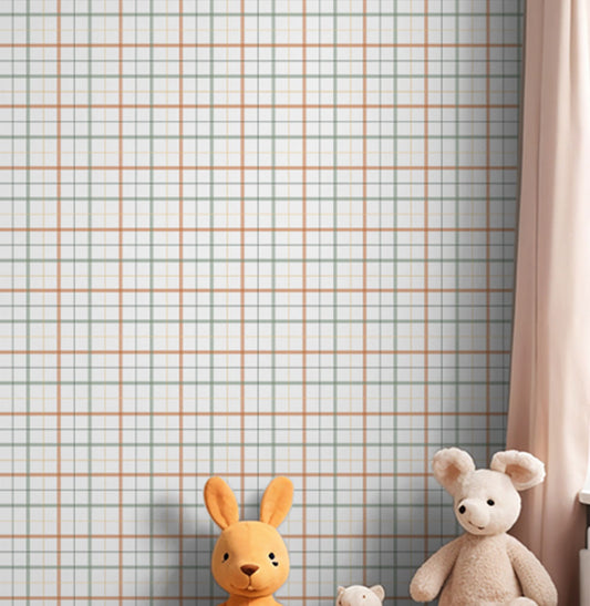 Papel de Parede Infantil Xadrez 3 Cores Coral