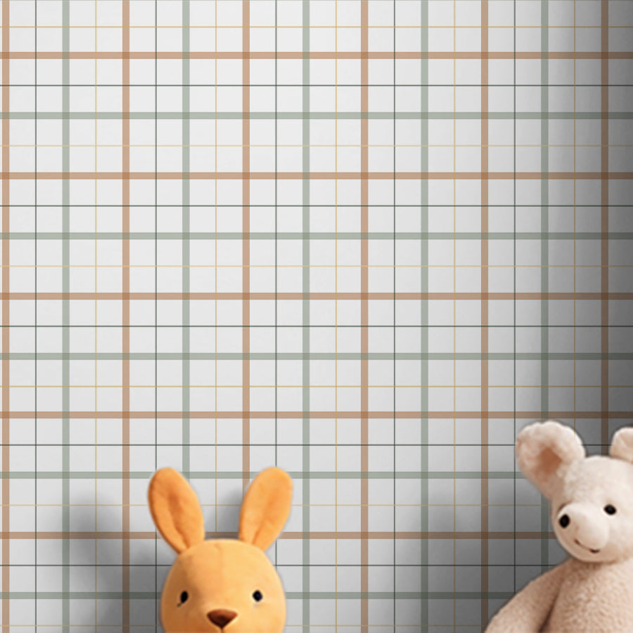 Papel de Parede Infantil Xadrez 3 Cores Coral
