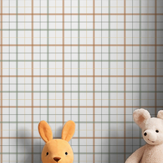 Papel de Parede Infantil Xadrez 3 Cores Coral