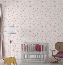 Papel de Parede Cogumelos Rosa