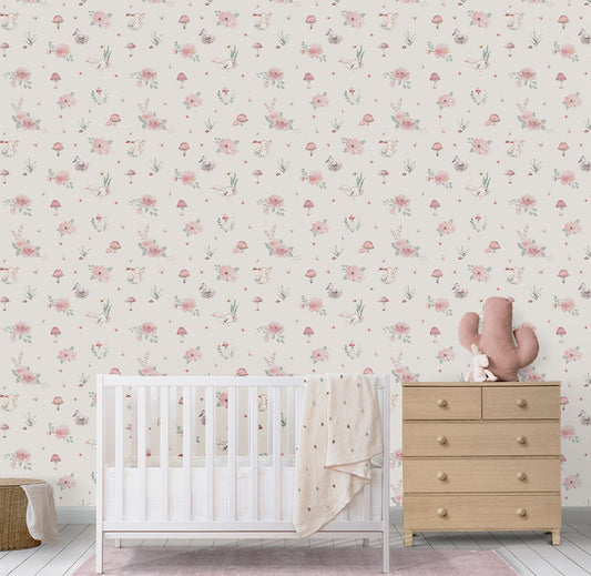 Papel de Parede Cogumelos Bege