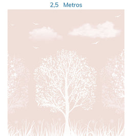 Papel de Parede  Sombra de Árvores Branca e Rosa - Mural